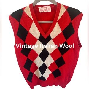 😎 Vintage Italian Wool Argyle Vest